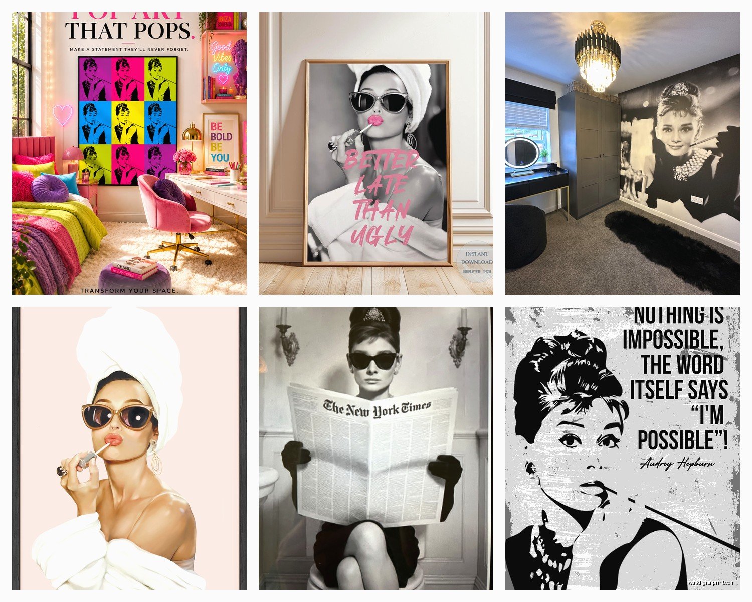 Audrey Hepburn Wall Art: Iconic Actress Breakfast at Tiffany's
