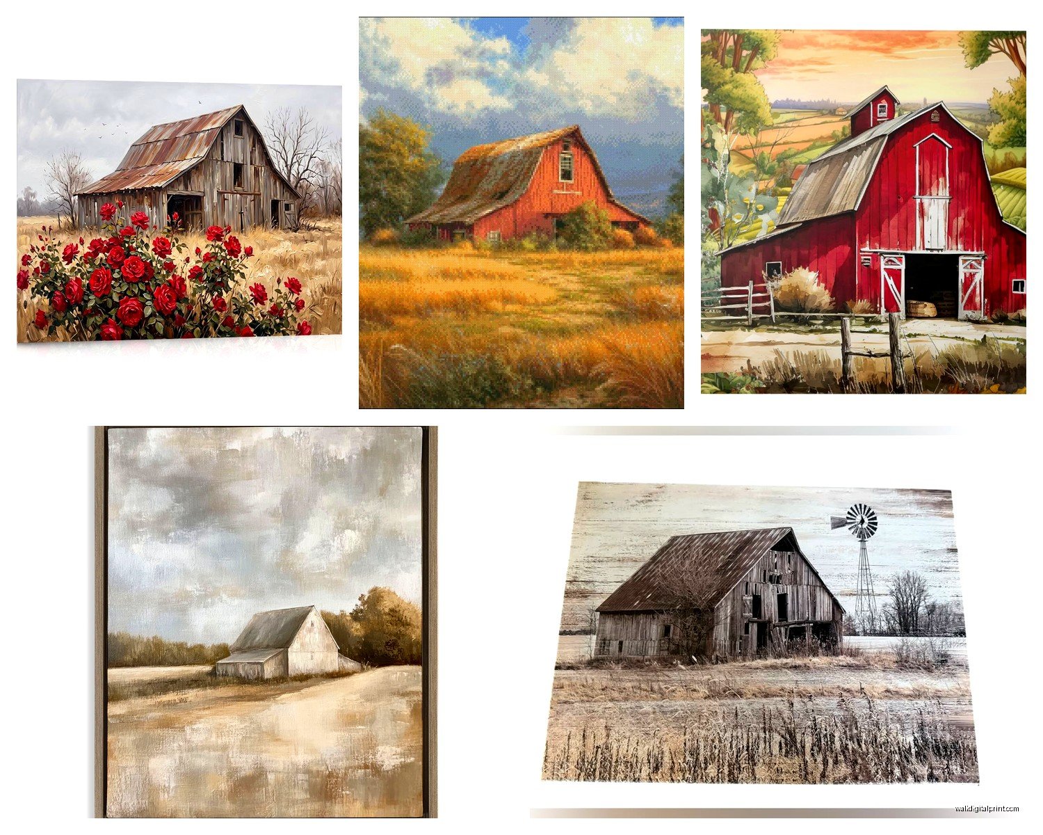 Barn Wall Art: Farmhouse Rural Agricultural Building