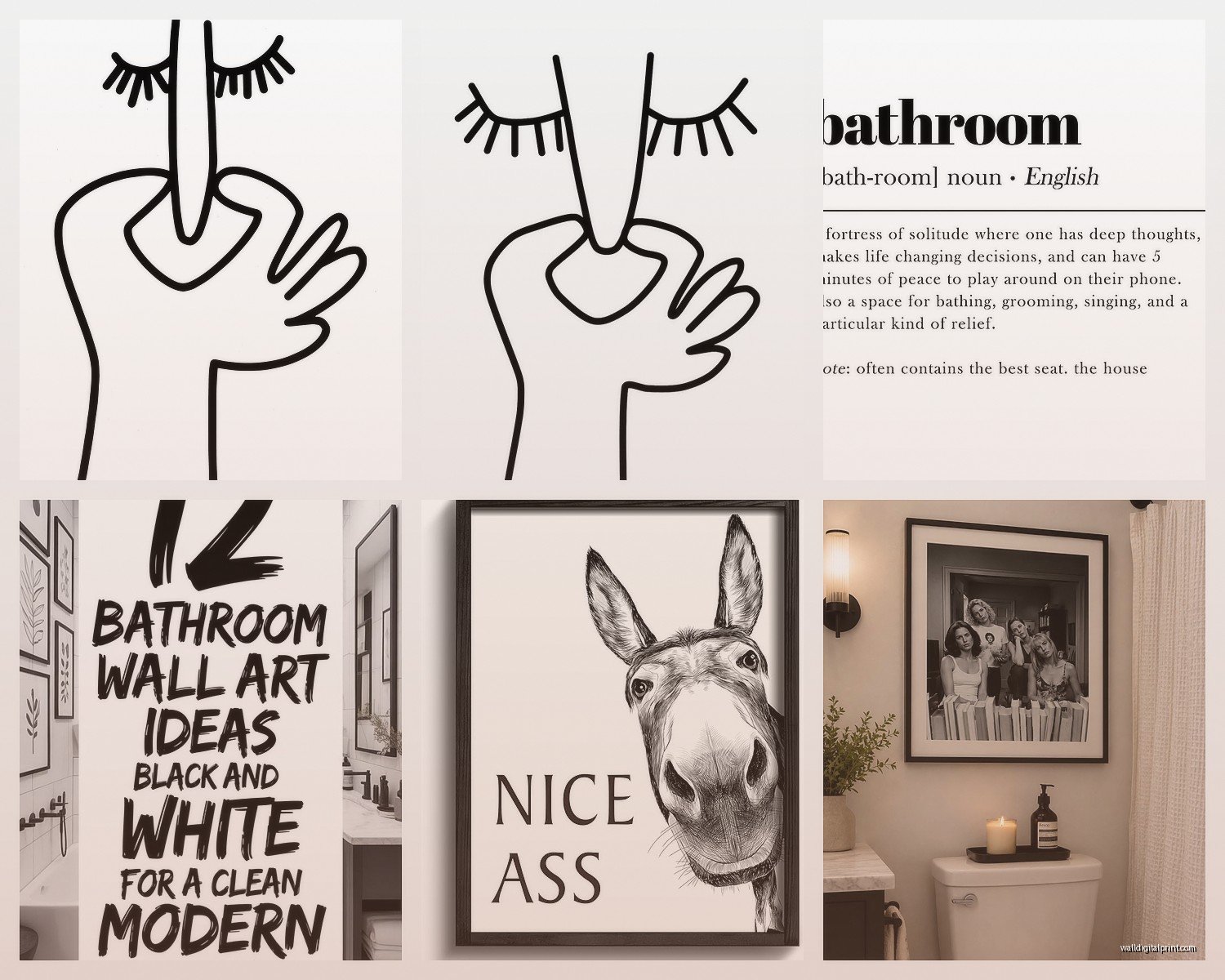 Black and White Bathroom Wall Art: Monochrome Bath Decor