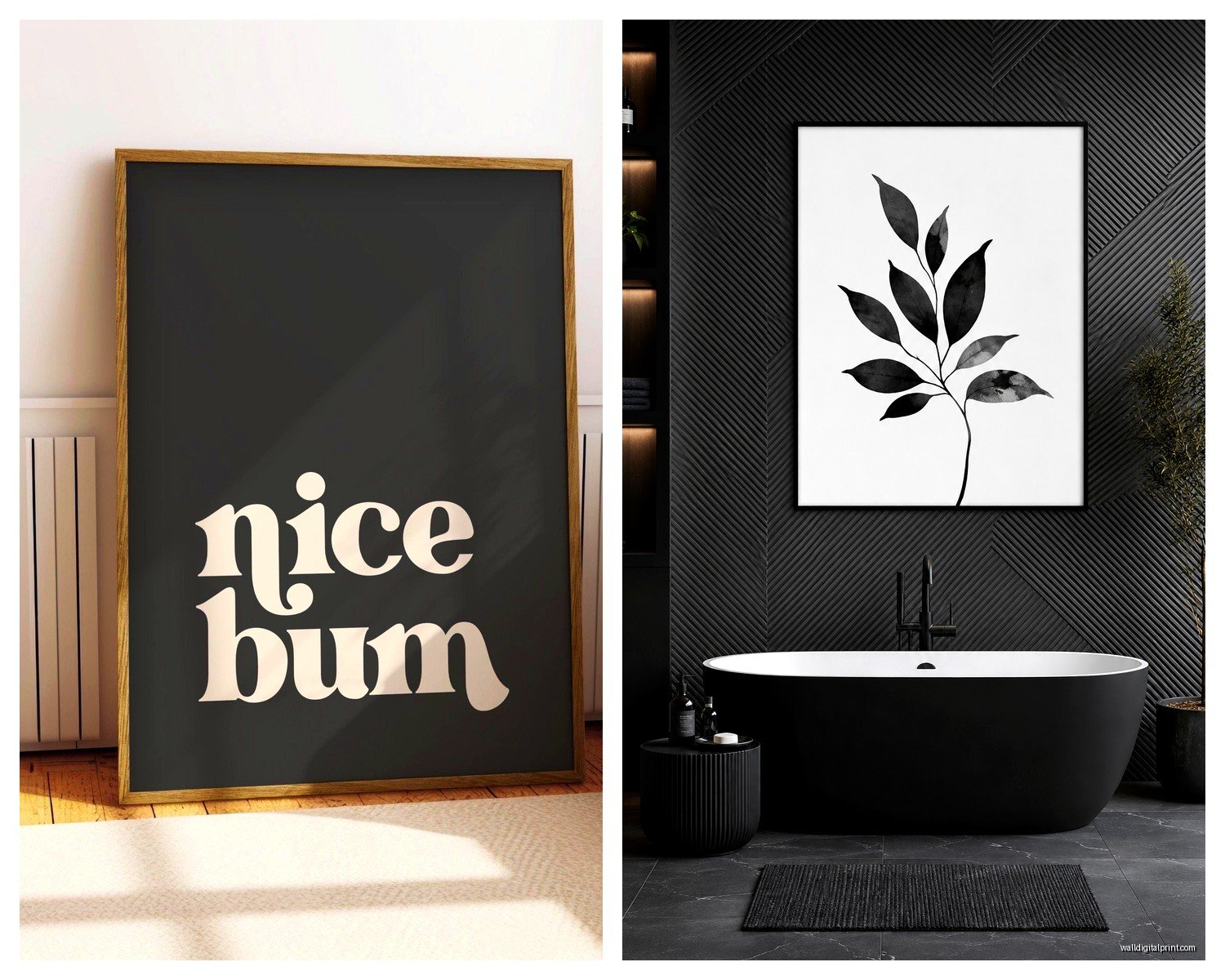 Black Bathroom Wall Art: Dark Bold Bath Space Decor