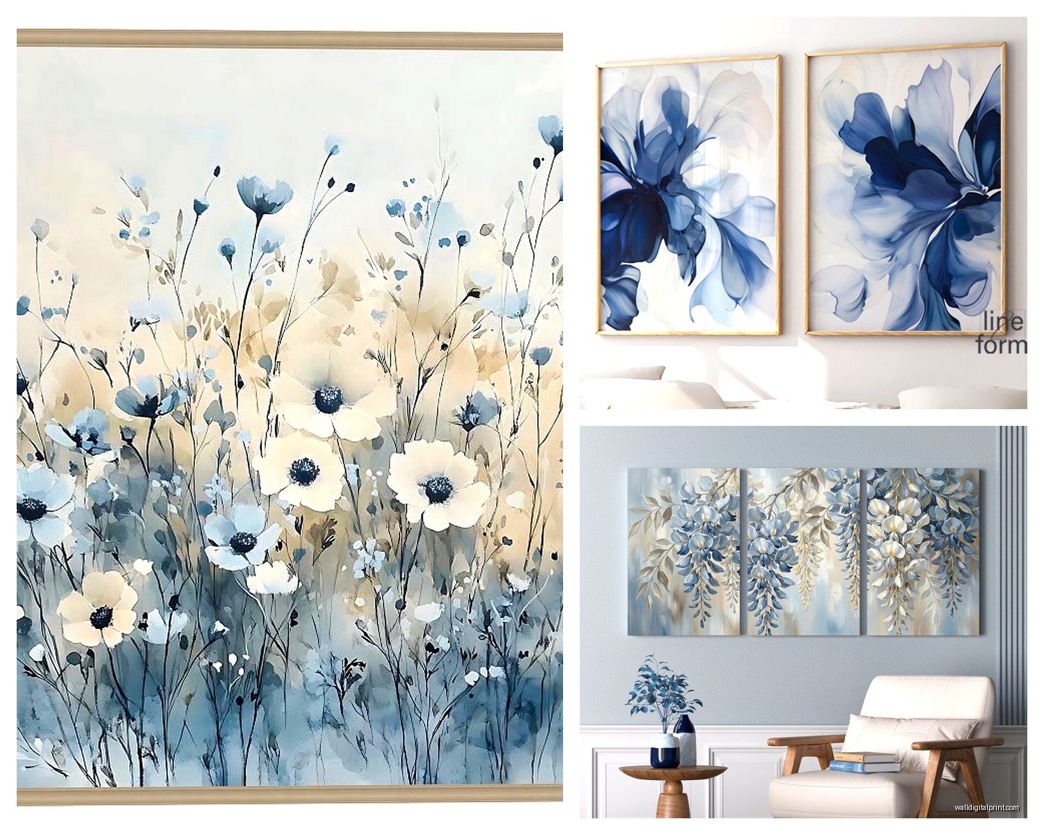 Blue Wall Art for Living Room: Ocean Sky Main Space Decor