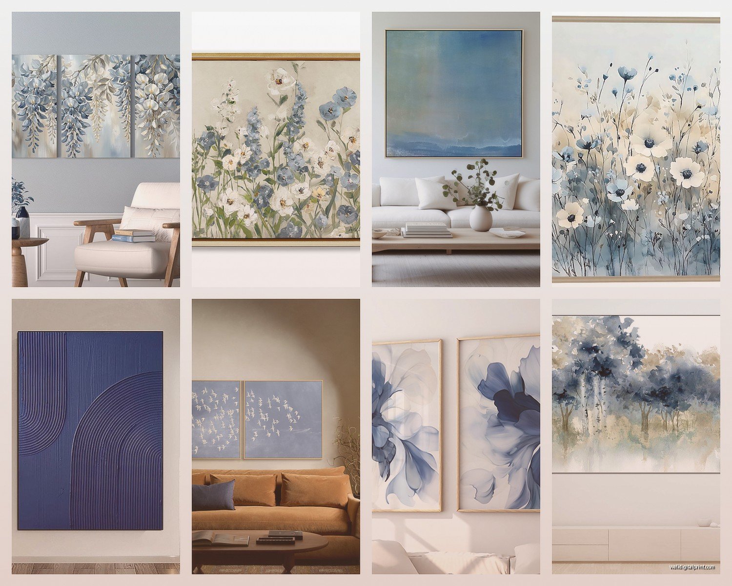 Blue Wall Art for Living Room: Ocean Sky Main Space Decor