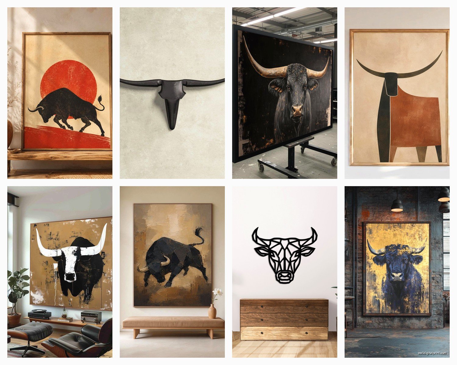 Bull Wall Art: Cattle Rodeo Strong Animal Symbol