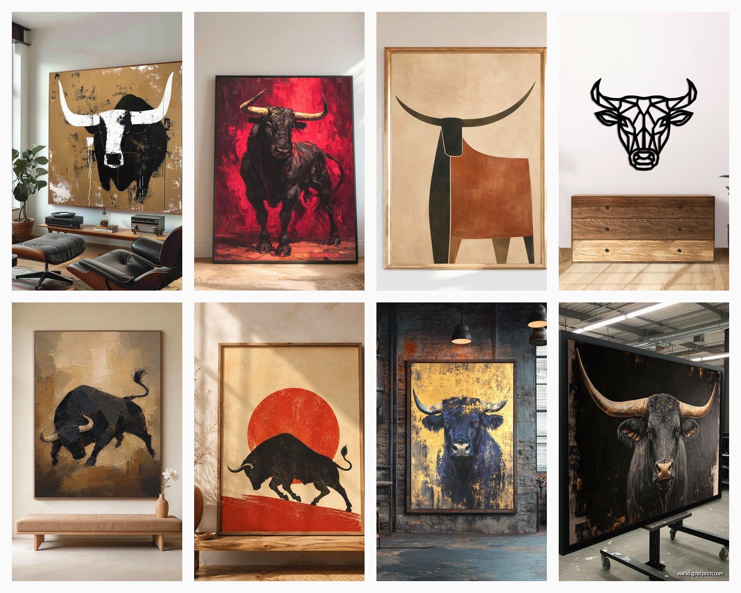 Bull Wall Art: Cattle Rodeo Strong Animal Symbol