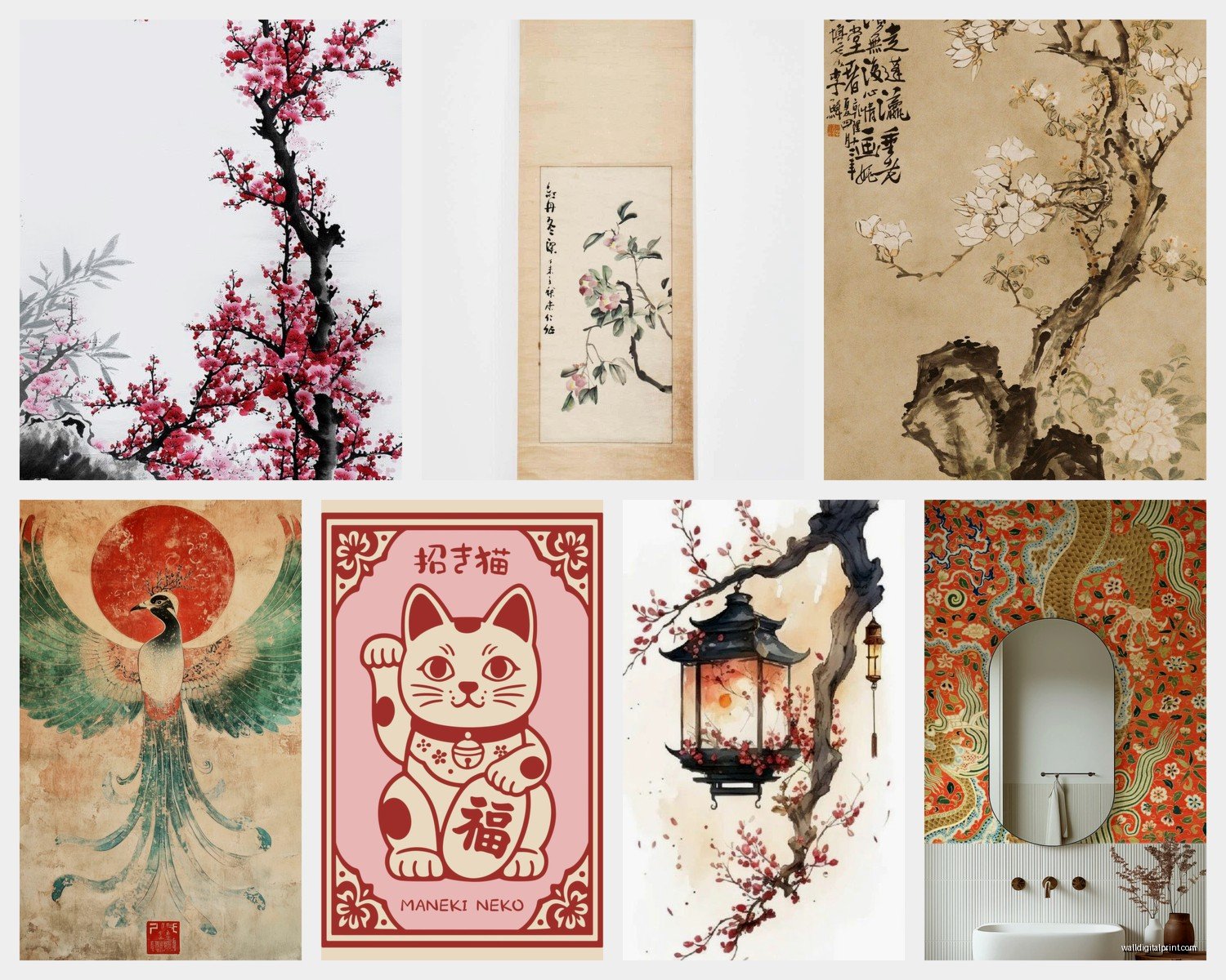 Chinese Wall Art: Asian Oriental Dragon Calligraphy