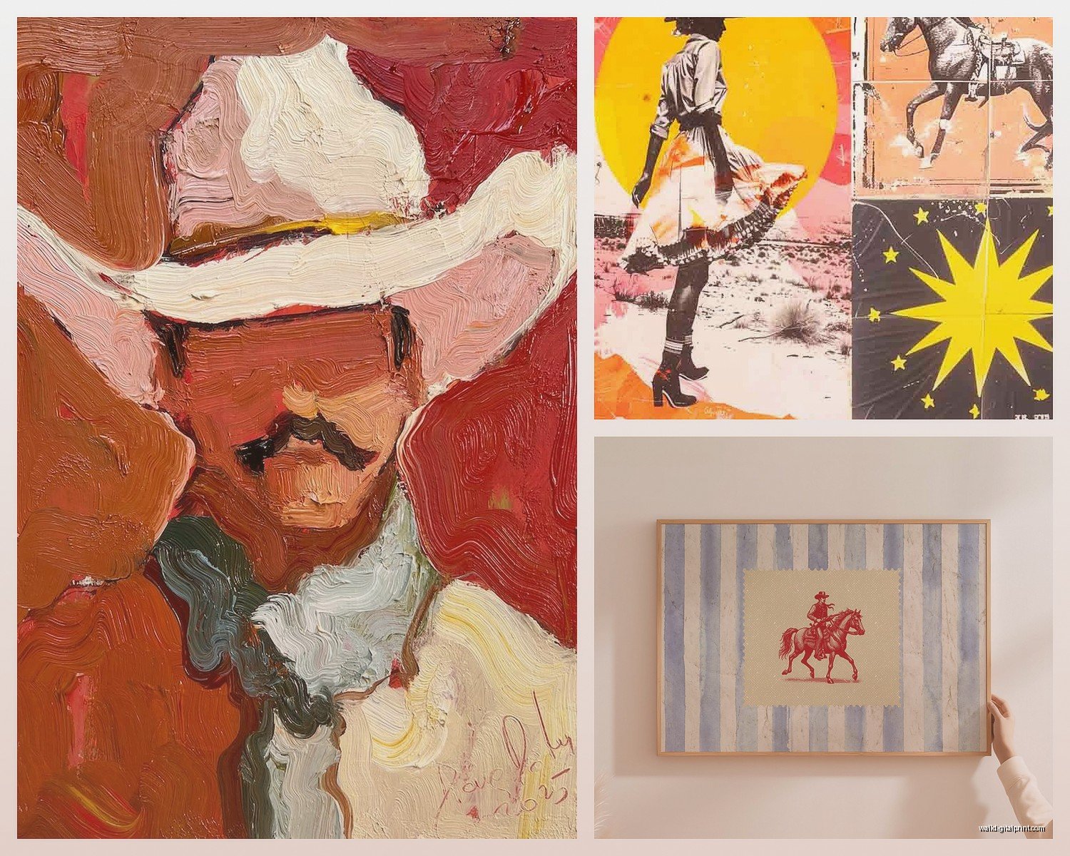 Cowboy Wall Art: Western Ranch Rodeo Horse Rider