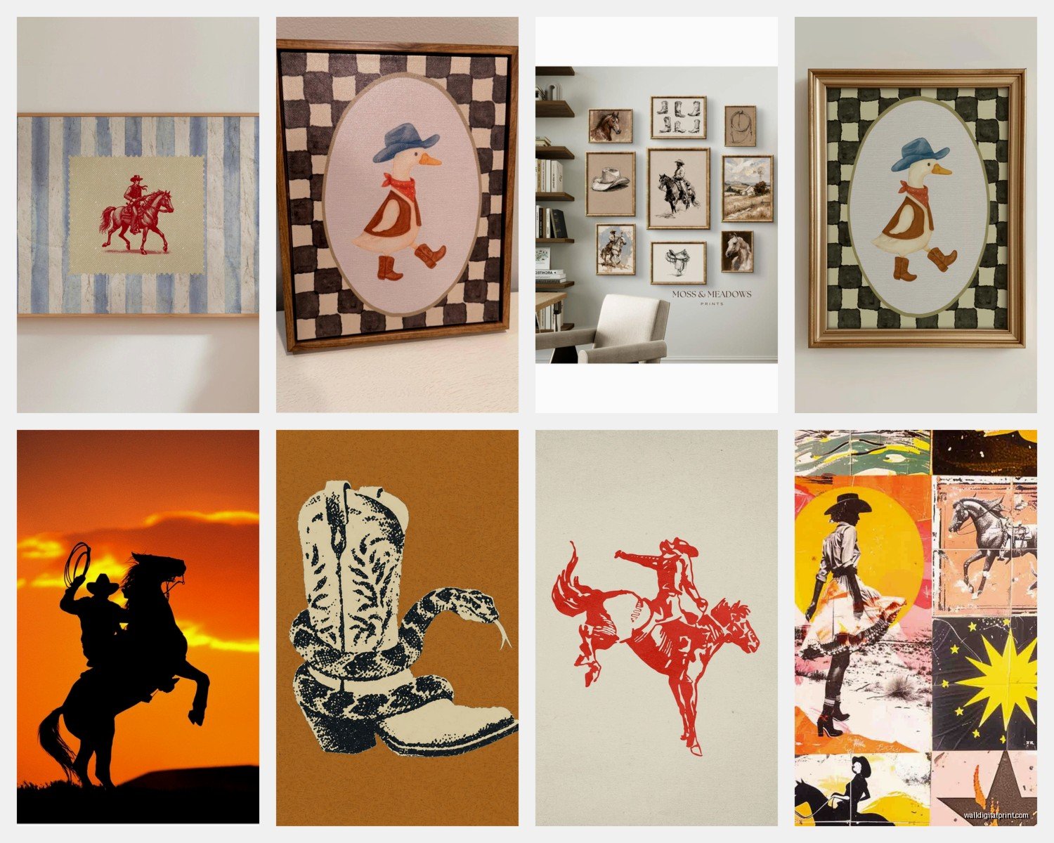 Cowboy Wall Art: Western Ranch Rodeo Horse Rider