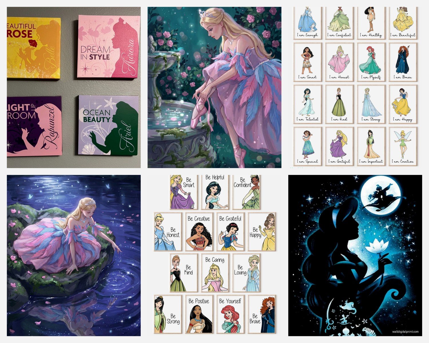 Disney Princess Wall Art: Cinderella Ariel Girl Character