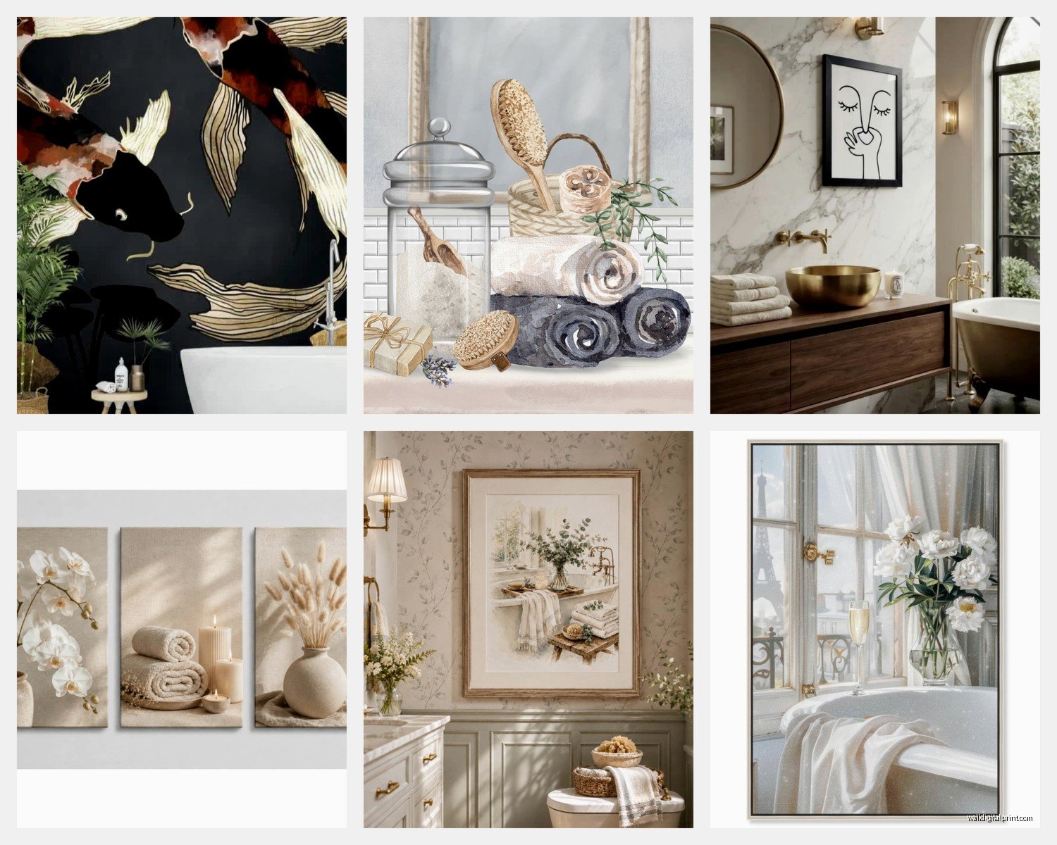 Elegant Bathroom Wall Art: Sophisticated Refined Bath Decor