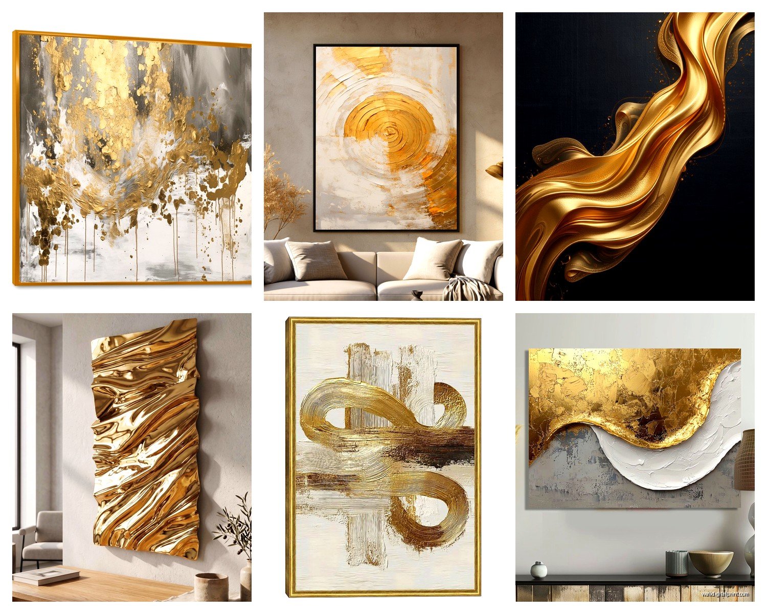 Gold Abstract Wall Art: Metallic Modern Non-Representational