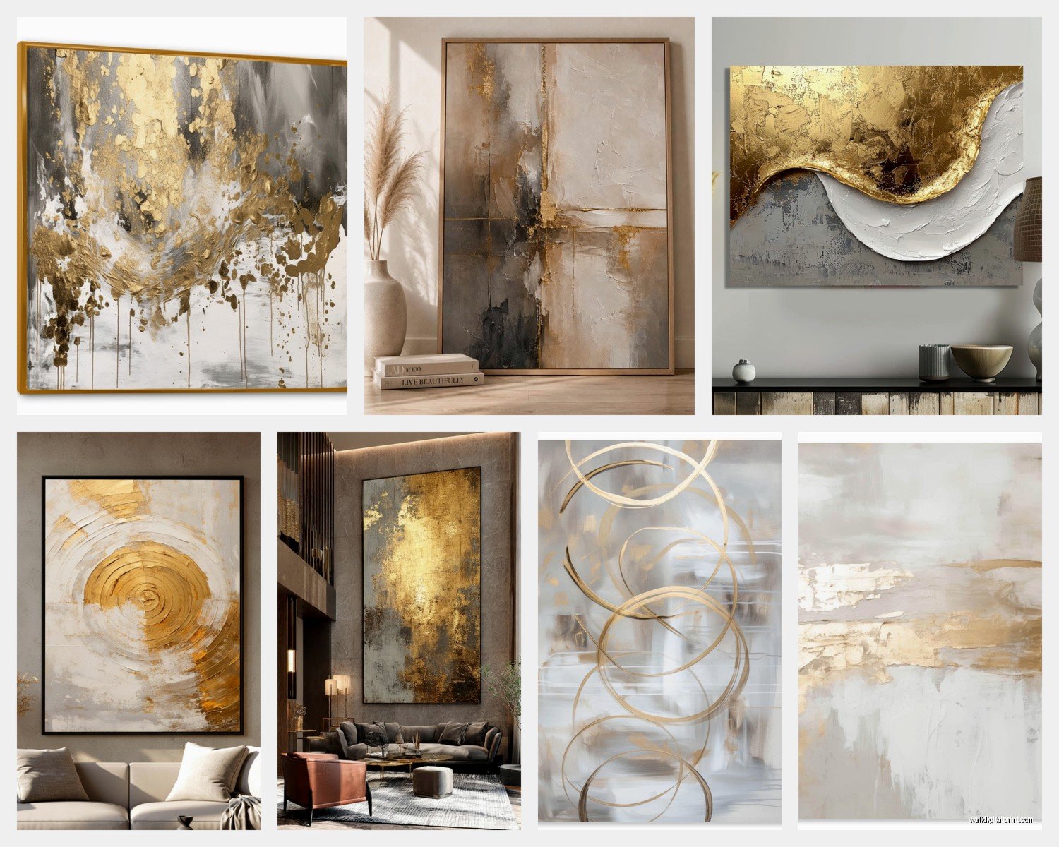 Gold Abstract Wall Art: Metallic Modern Non-Representational