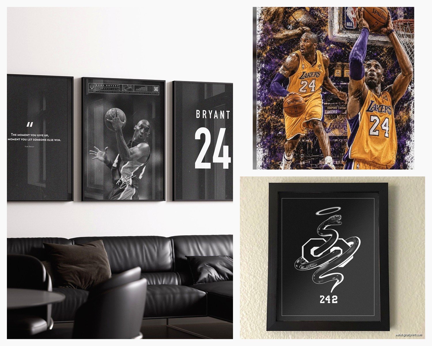 Kobe Bryant Wall Art: Lakers Basketball Legend Mamba Mentality
