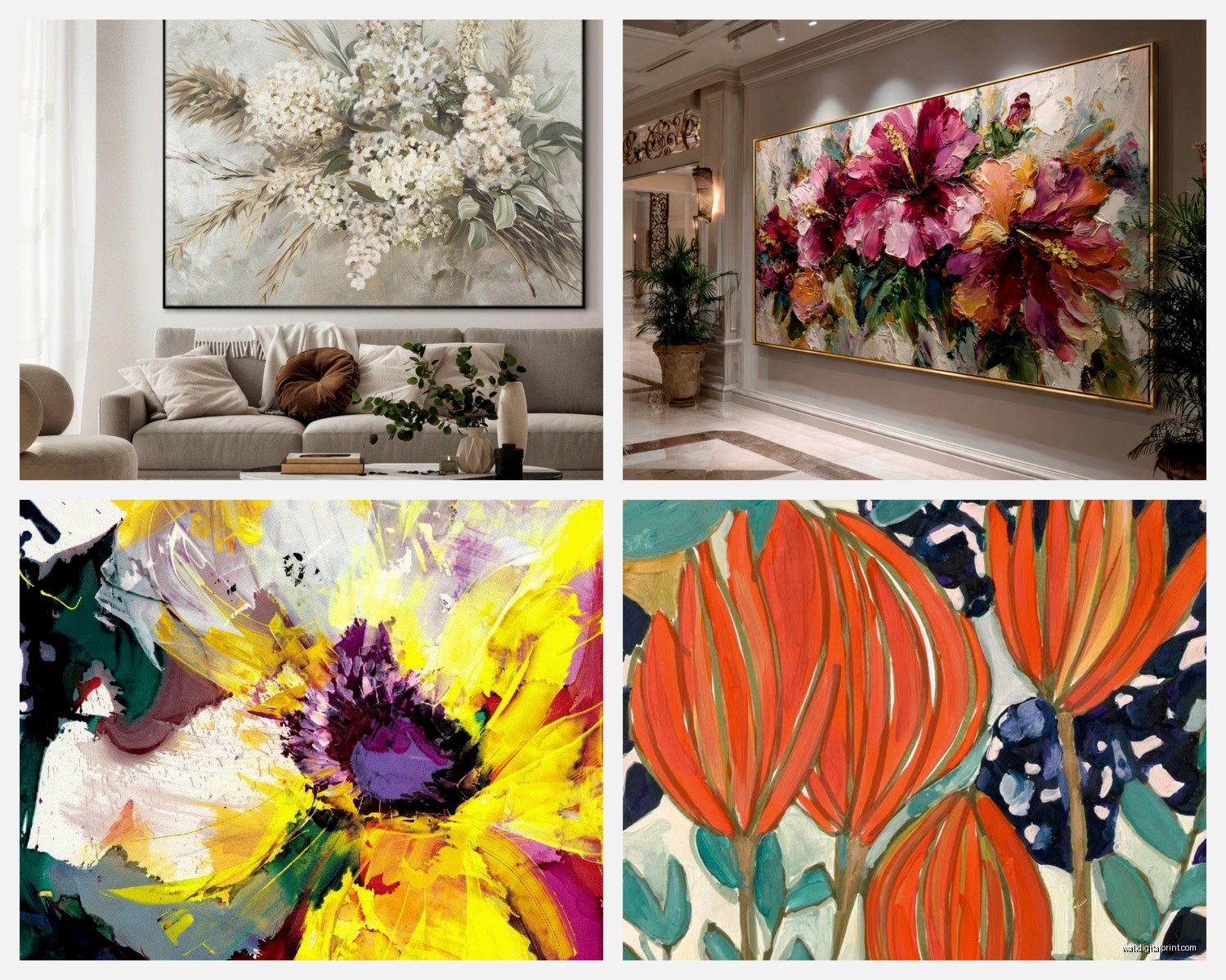 Large Floral Wall Art: Oversized Flower Botanical Designs