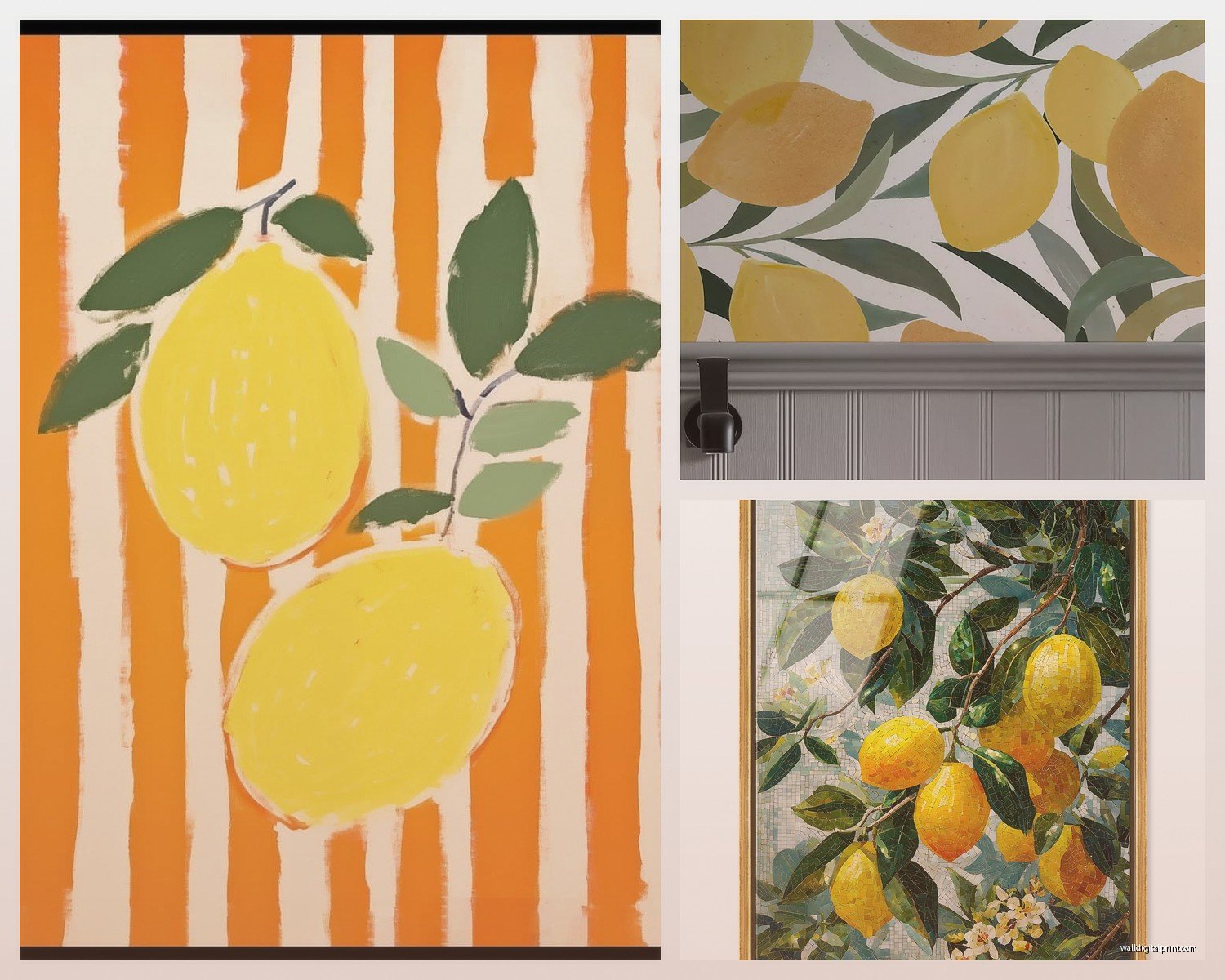 Lemon Wall Art: Citrus Yellow Fruit Kitchen Fresh Decor