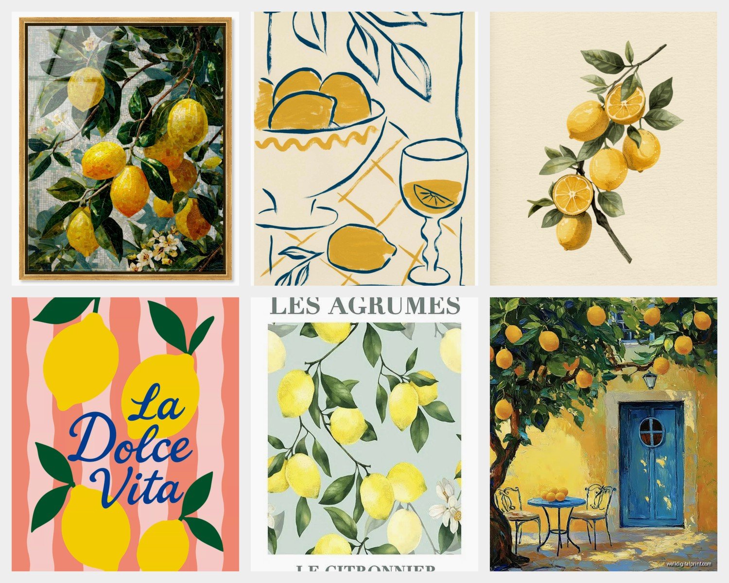 Lemon Wall Art: Citrus Yellow Fruit Kitchen Fresh Decor