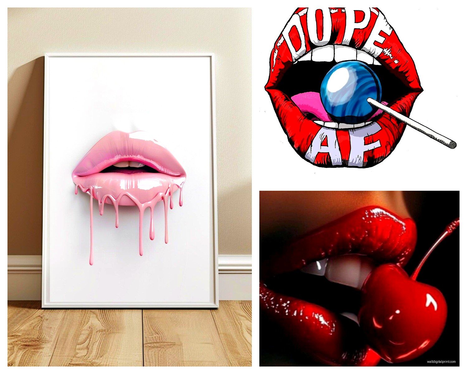 Lips Wall Art: Mouth Kiss Beauty Fashion Statement