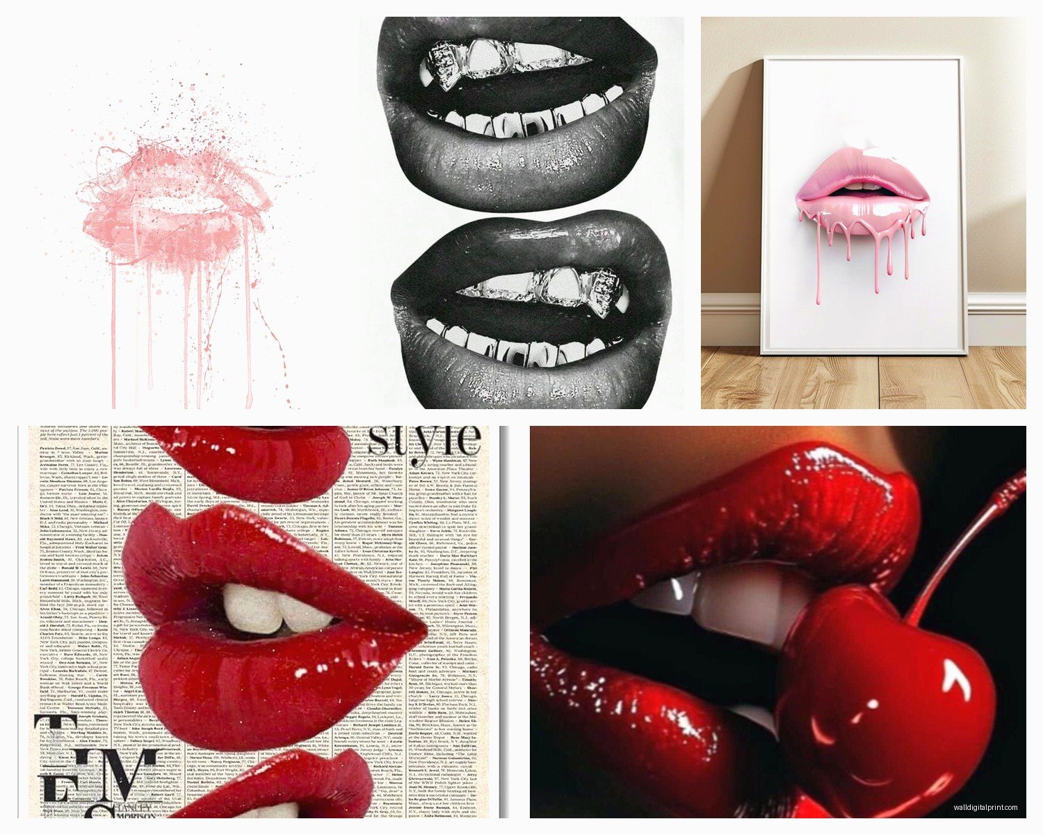 Lips Wall Art: Mouth Kiss Beauty Fashion Statement