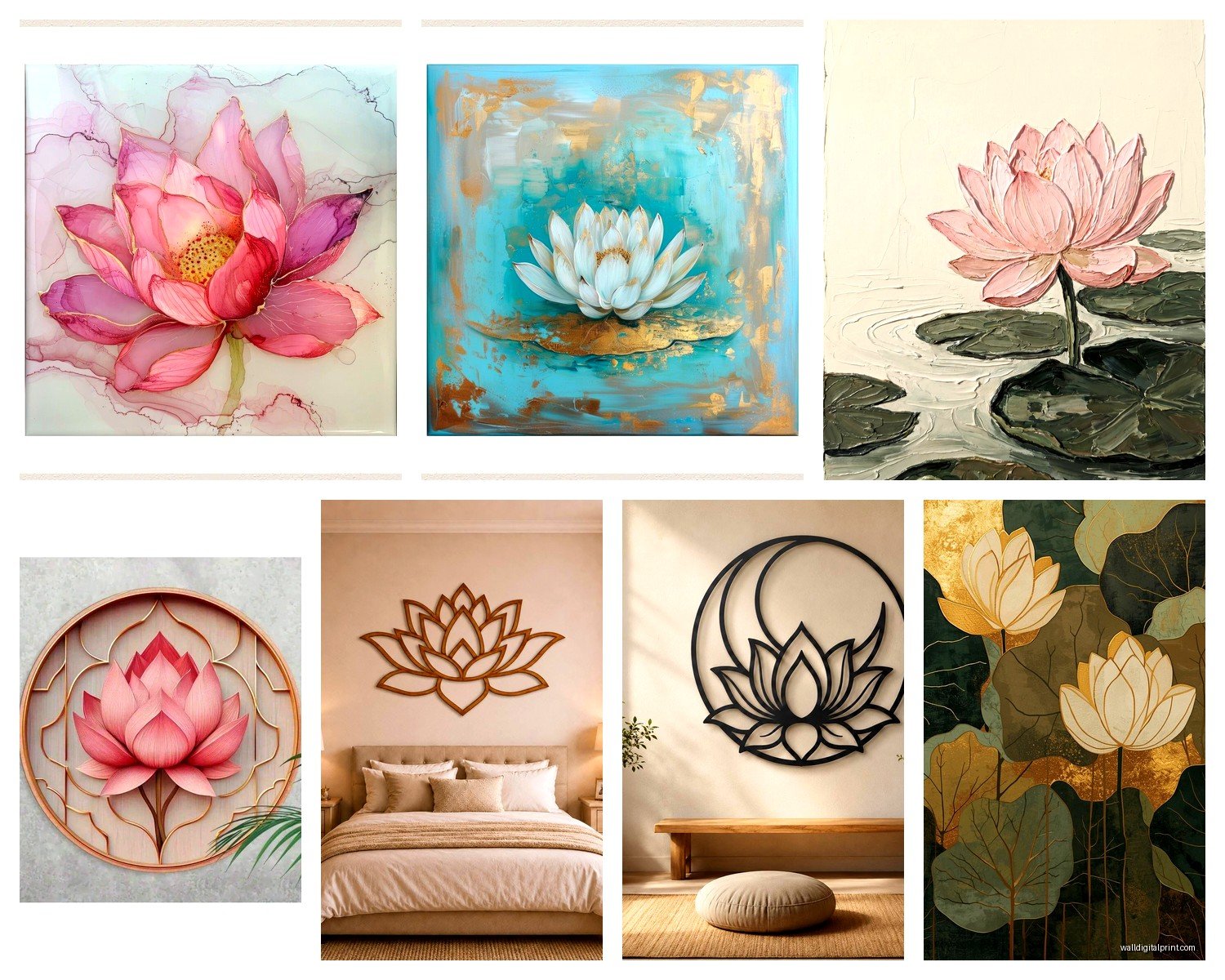 Lotus Flower Wall Art: Buddhist Spiritual Purity Symbol