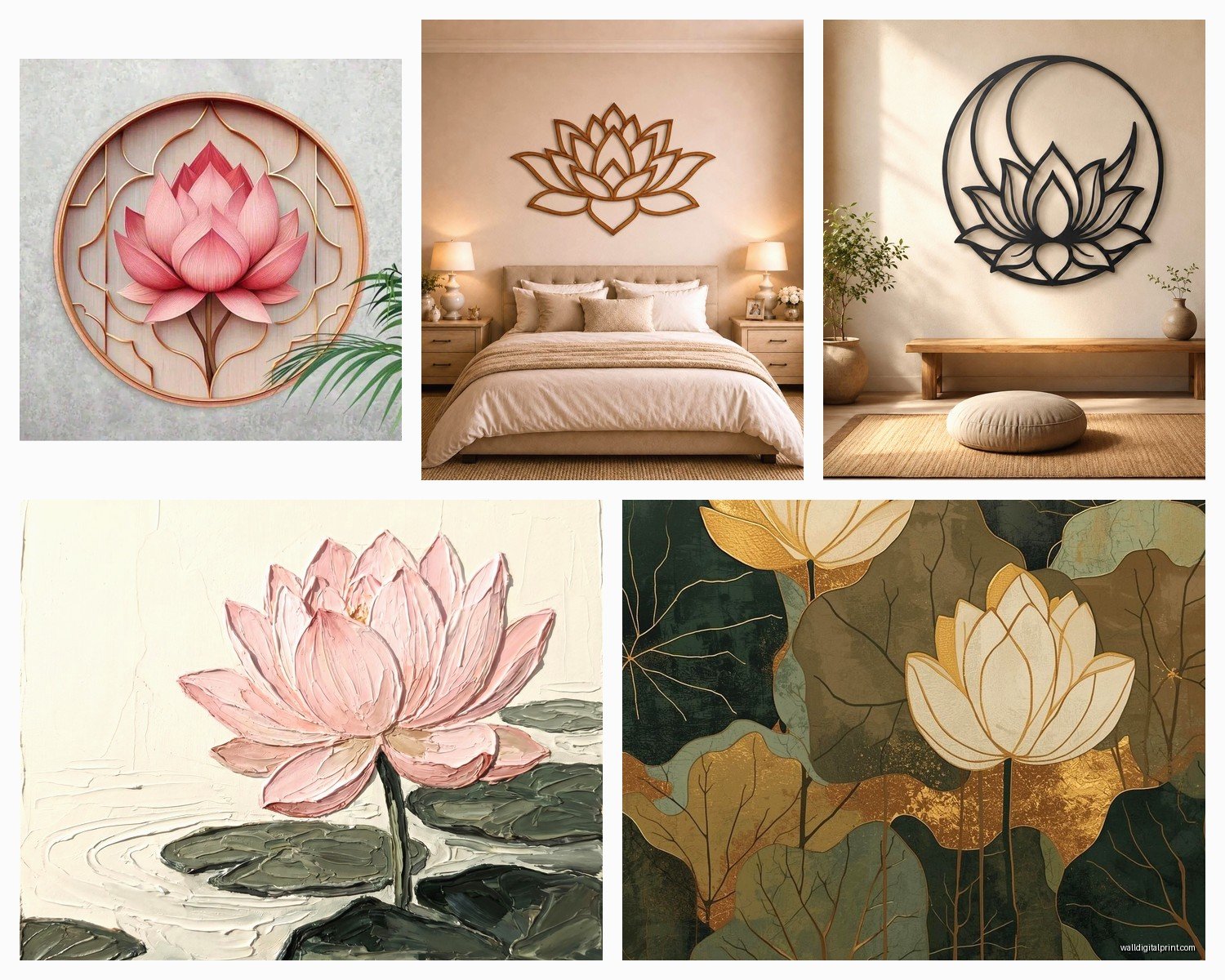 Lotus Flower Wall Art: Buddhist Spiritual Purity Symbol