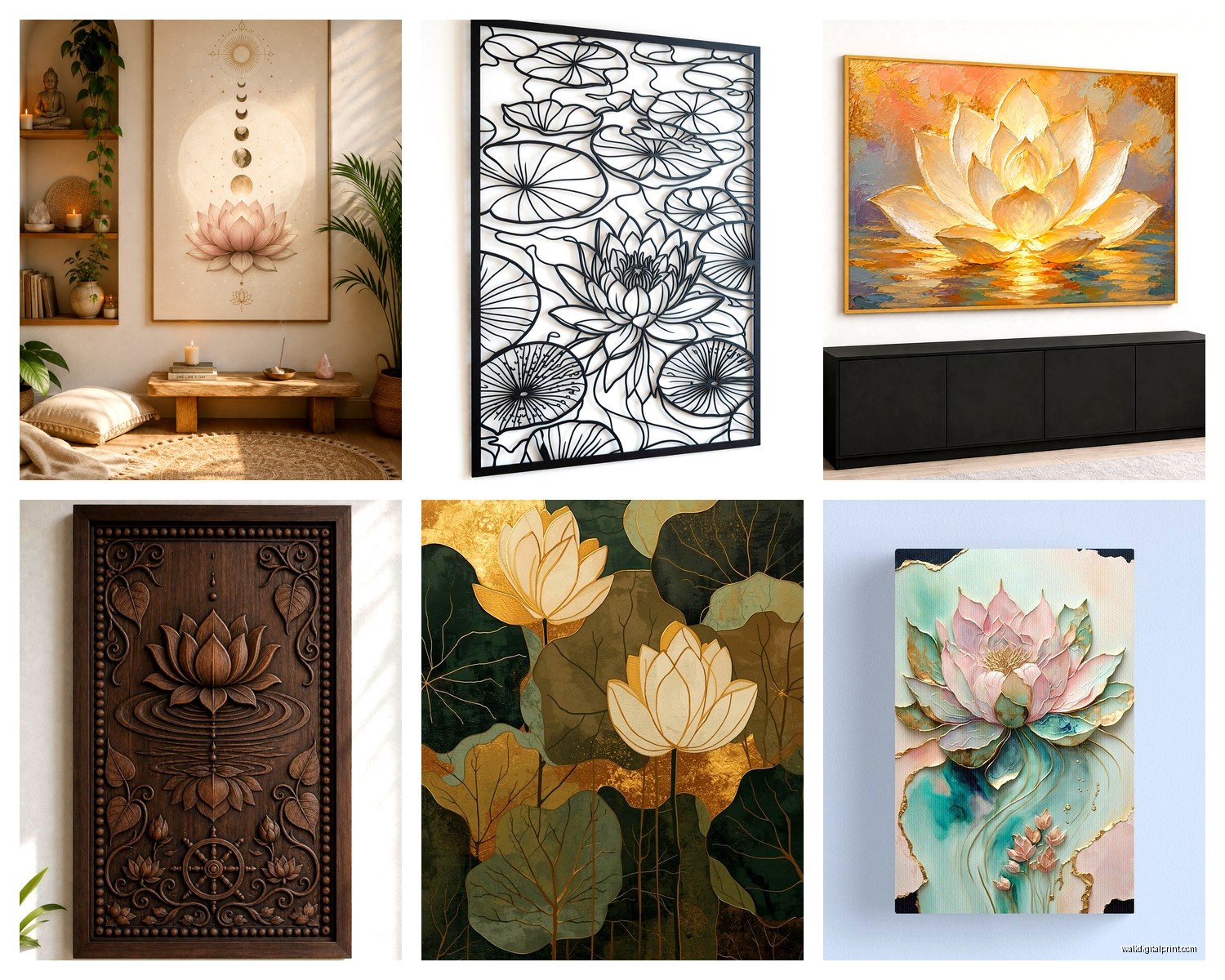 Lotus Wall Art: Sacred Flower Buddhist Spiritual Symbol