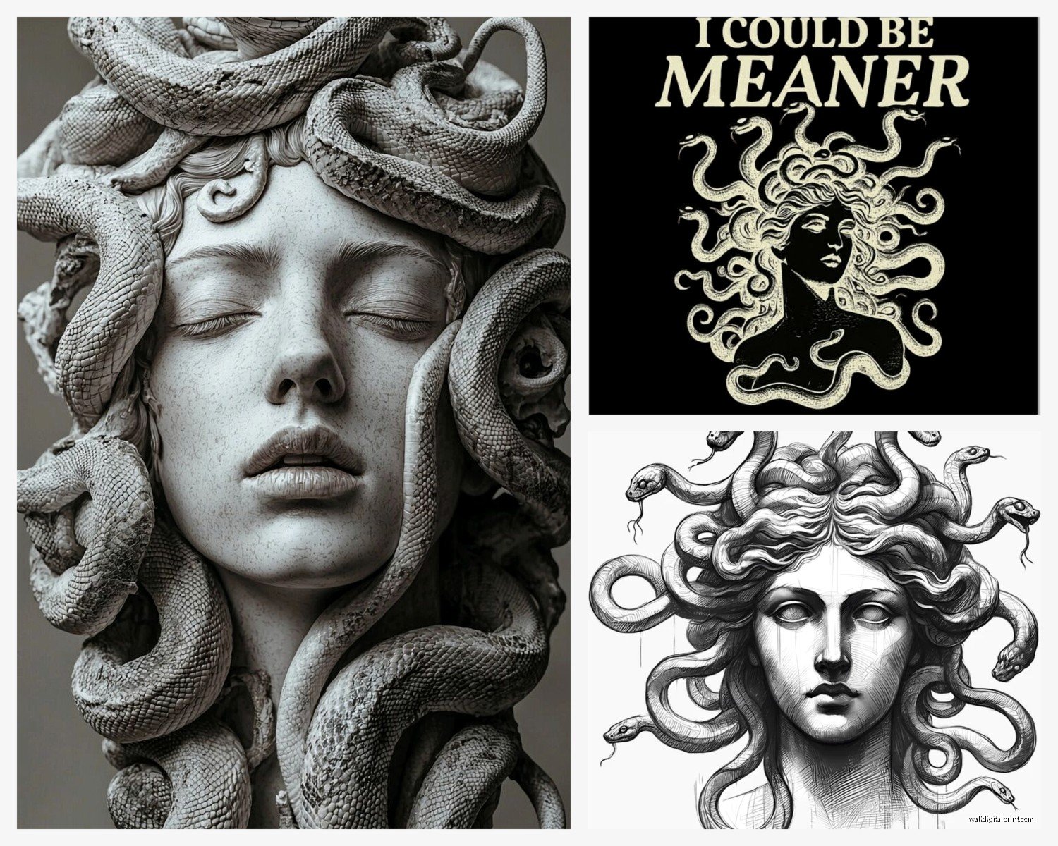 Medusa Wall Art: Greek Mythology Gorgon Snake Hair