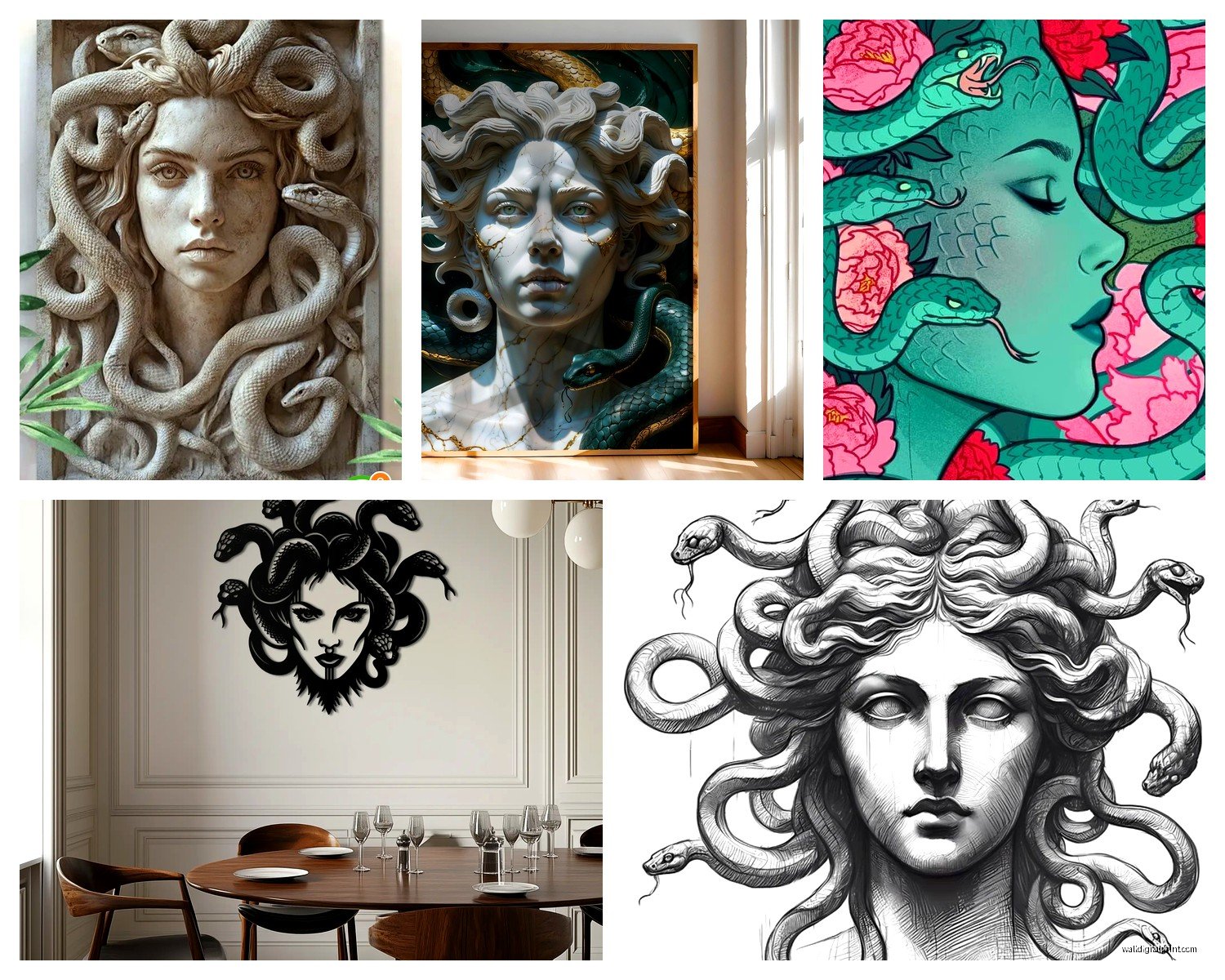 Medusa Wall Art: Greek Mythology Gorgon Snake Hair