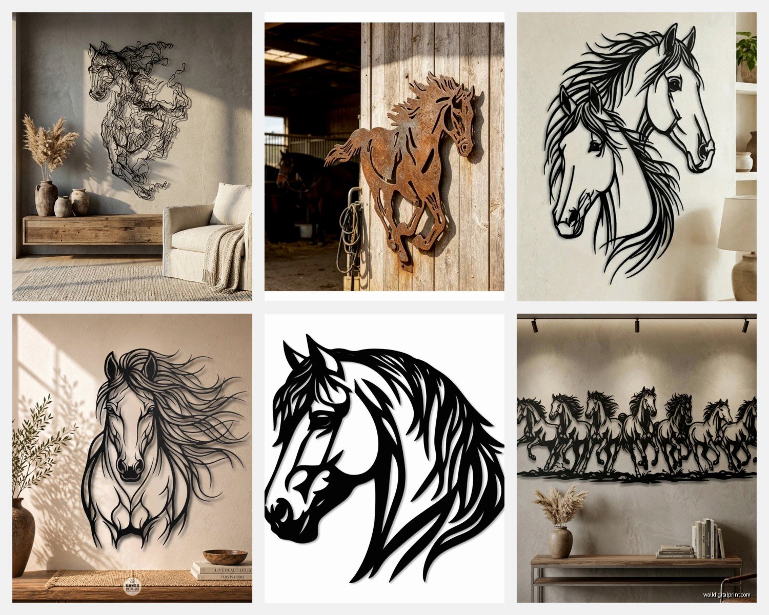 Metal Horse Wall Art: Sculptural Equestrian Stallion