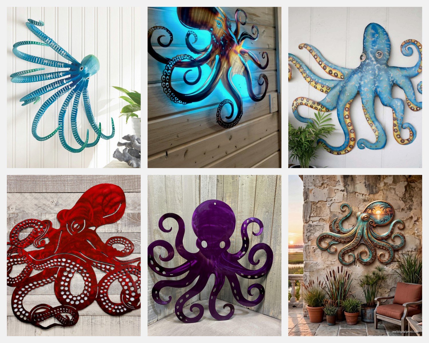 Metal Octopus Wall Art: Sculptural Tentacle Ocean Creature