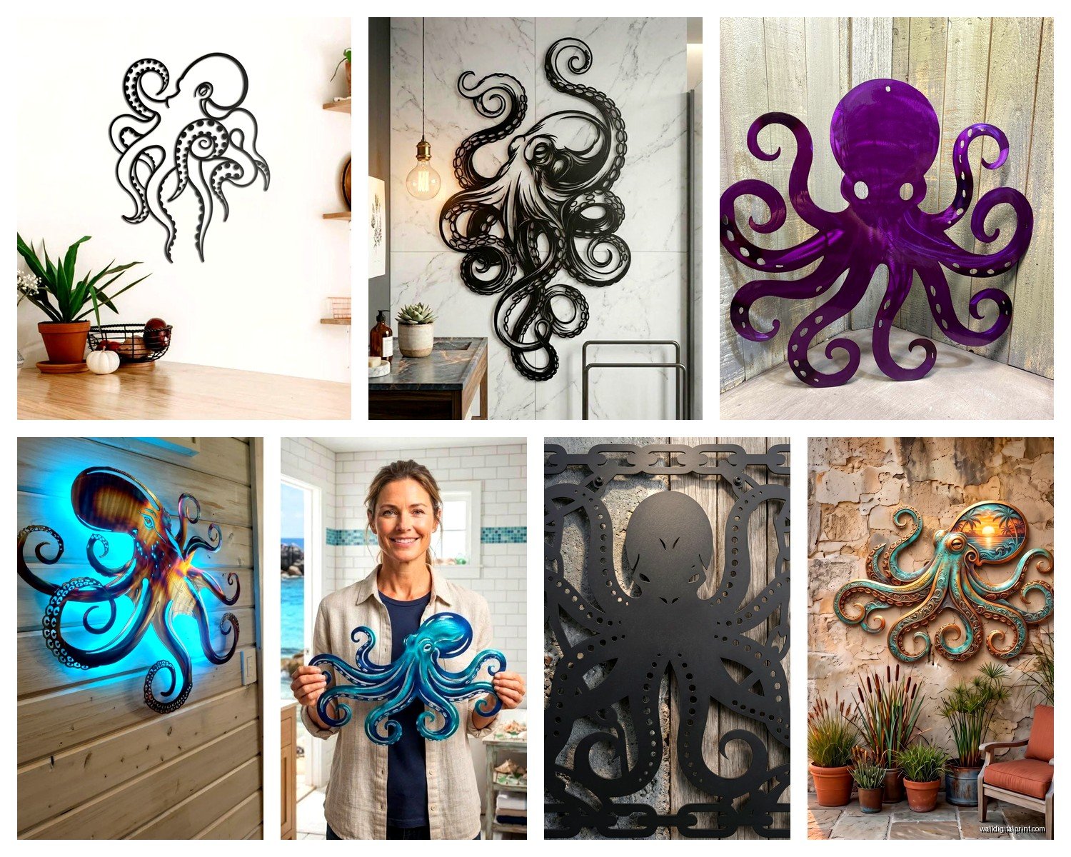 Metal Octopus Wall Art: Sculptural Tentacle Ocean Creature