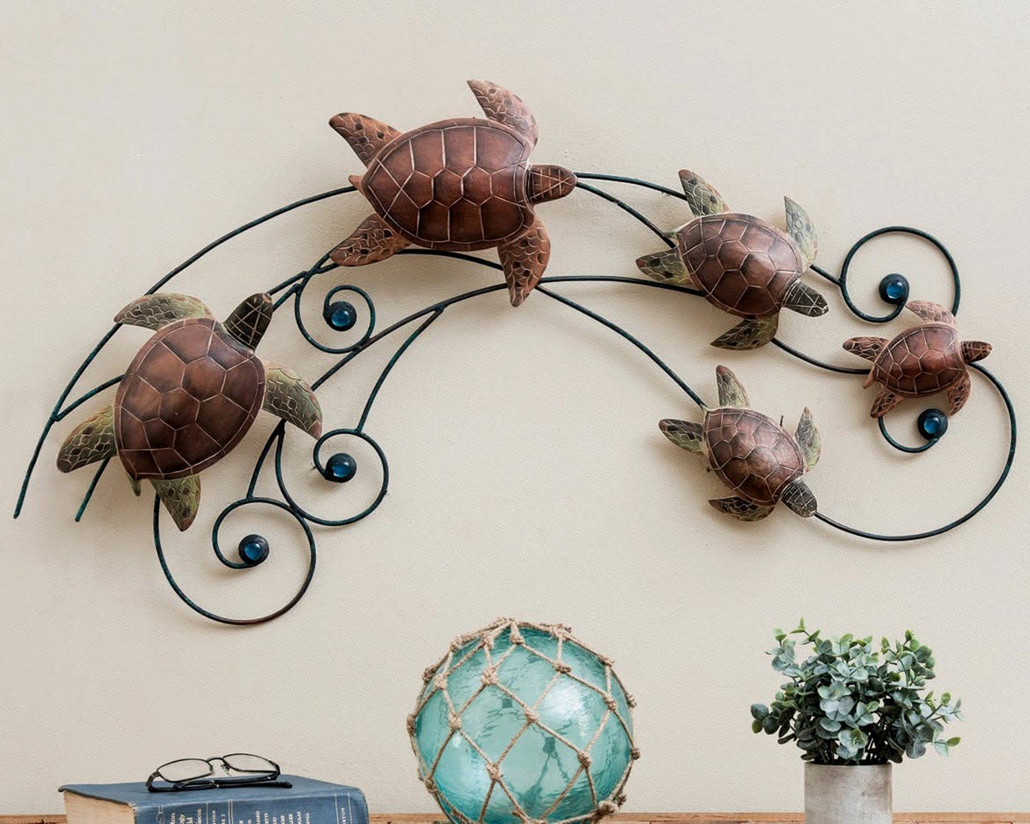 Metal Turtle Wall Art: Sculptural Ocean Creature Design