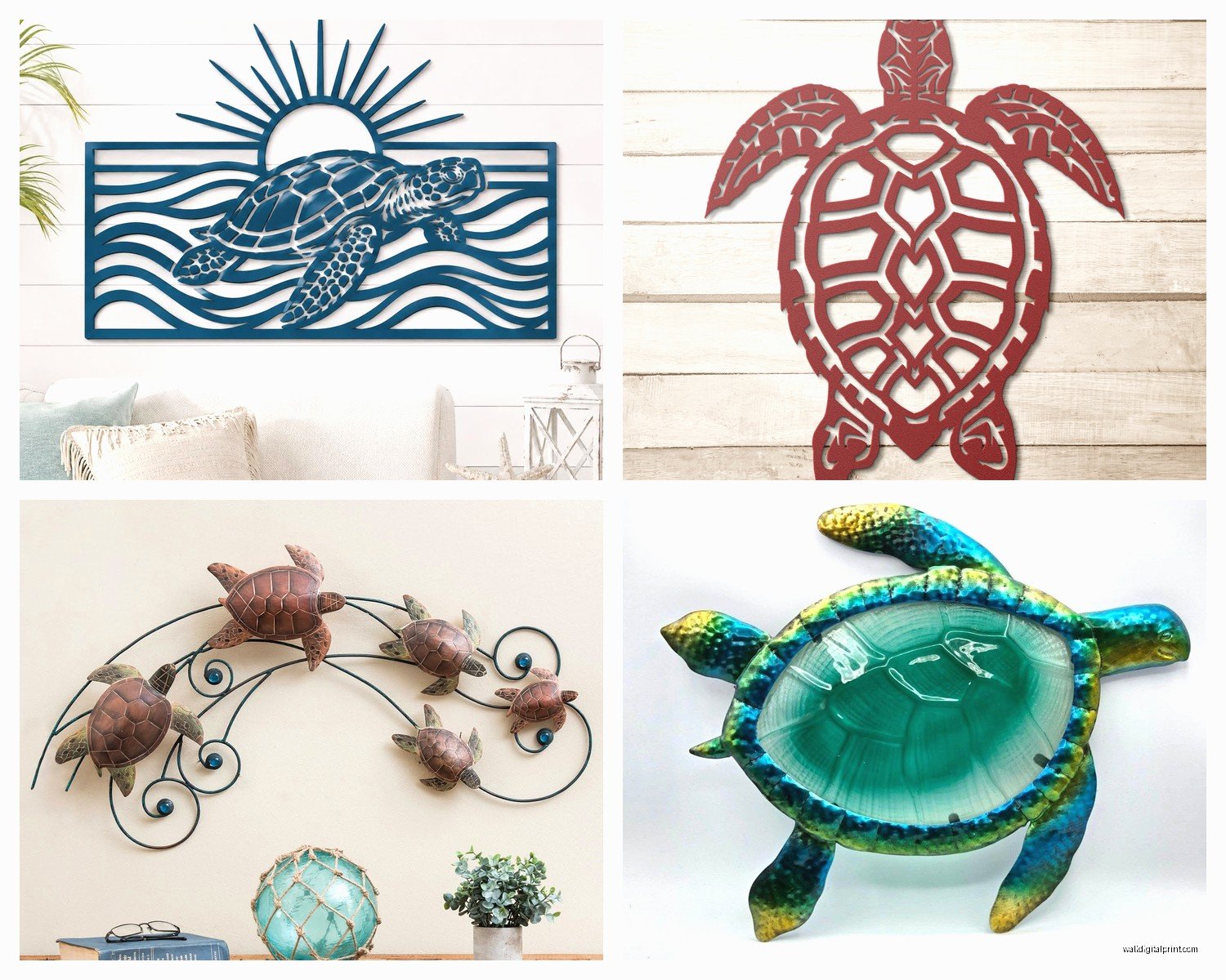 Metal Turtle Wall Art: Sculptural Ocean Creature Design