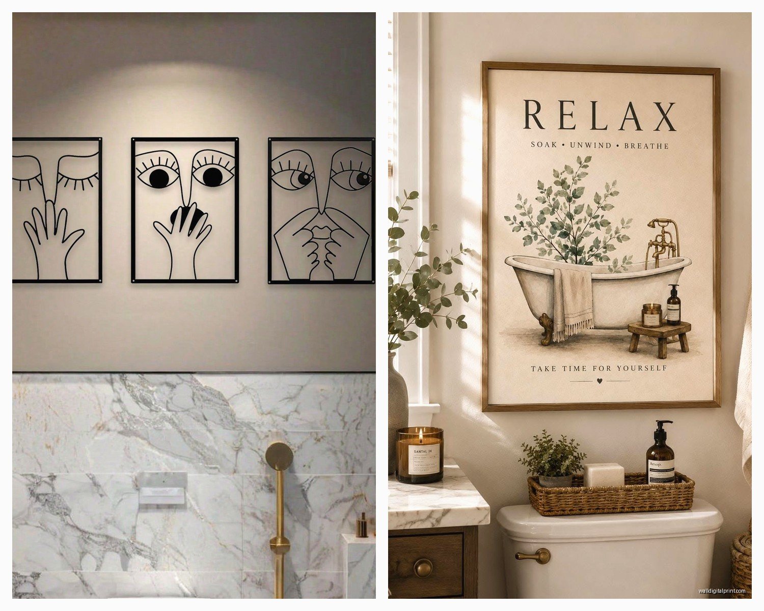 Modern Bathroom Wall Art: Contemporary Clean Bath Designs