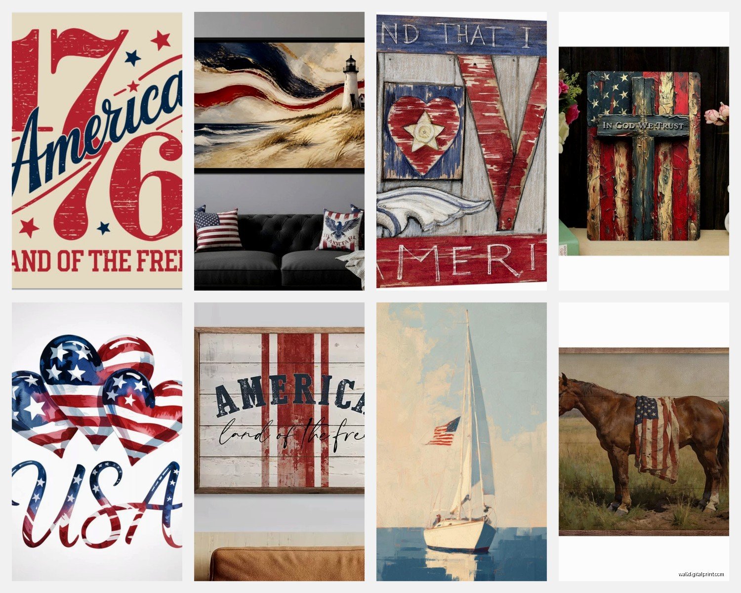 Patriotic Wall Art: American Flag USA Military Pride