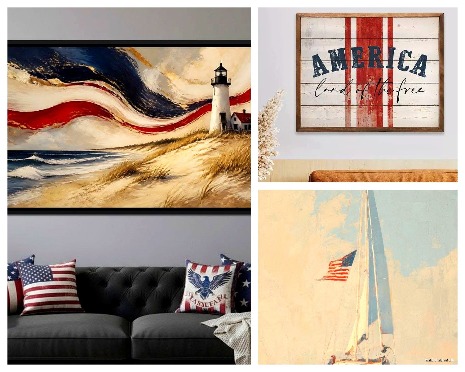 Patriotic Wall Art: American Flag USA Military Pride