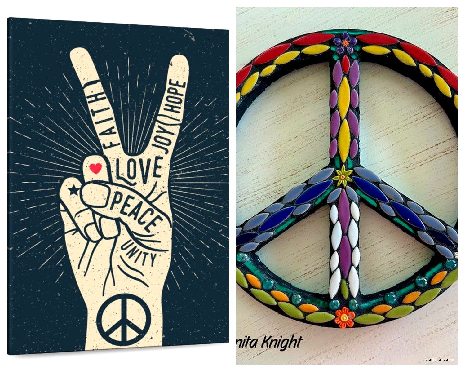 Peace Sign Wall Art: Hippie Symbol 1960s Counterculture