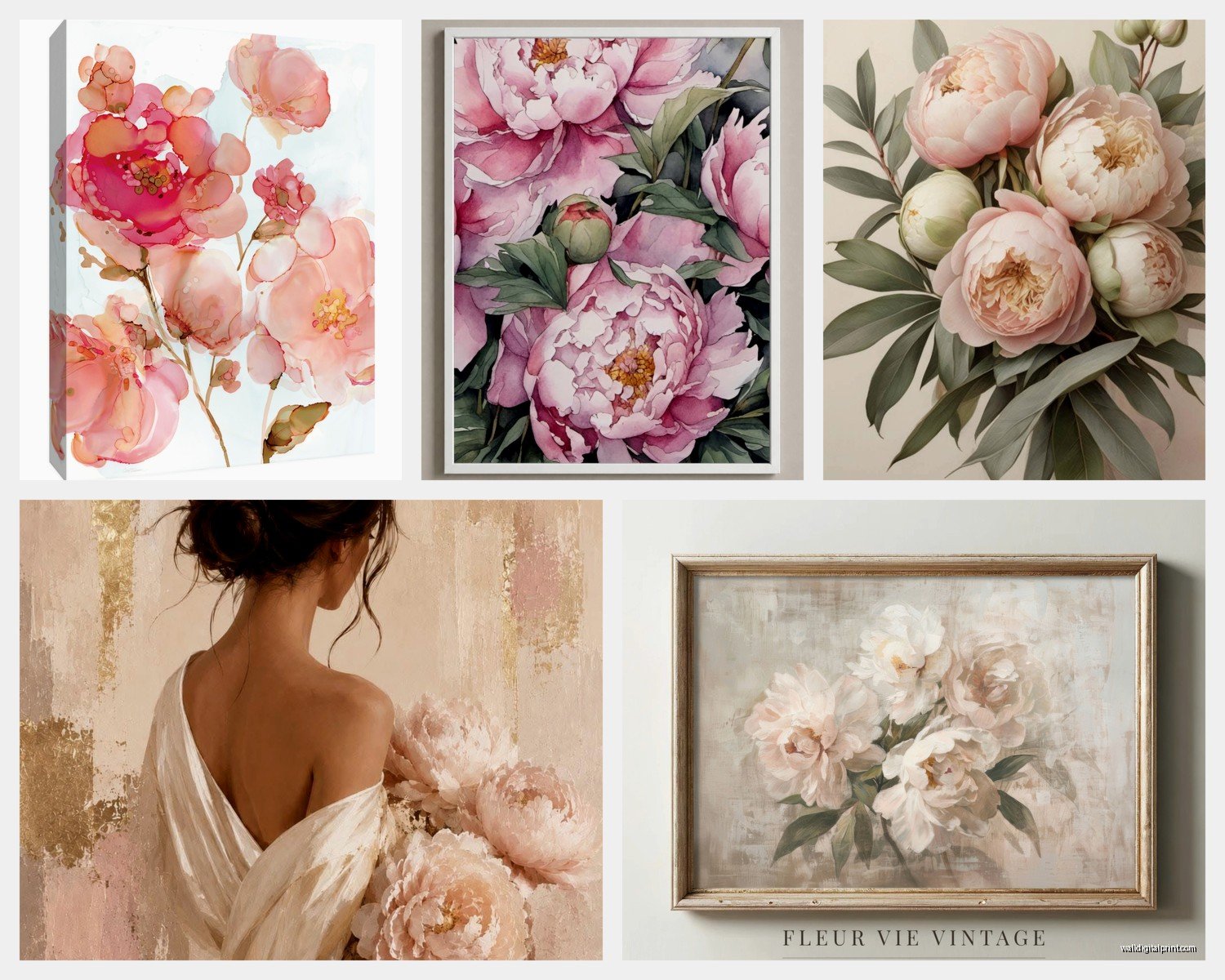Peony Wall Art: Pink Flower Romantic Garden Bloom