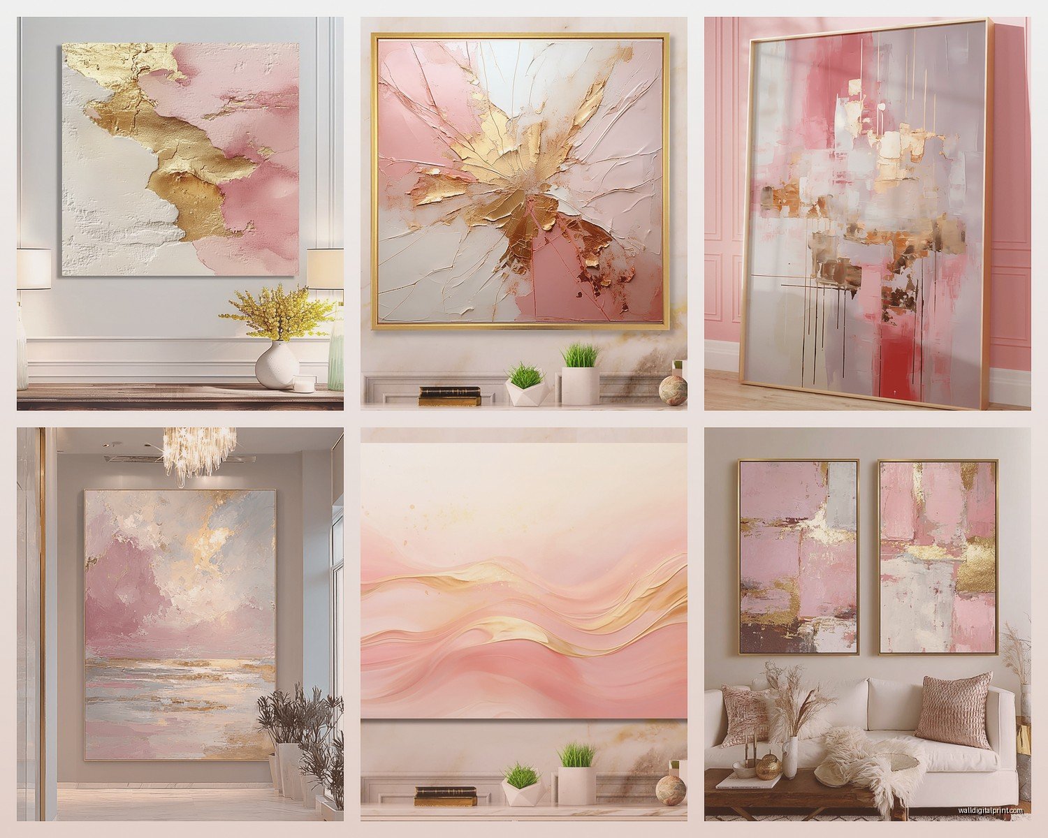 Pink and Gold Wall Art: Feminine Metallic Glam Combo