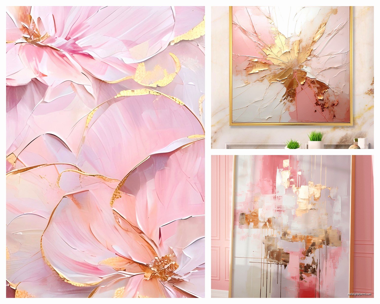 Pink and Gold Wall Art: Feminine Metallic Glam Combo