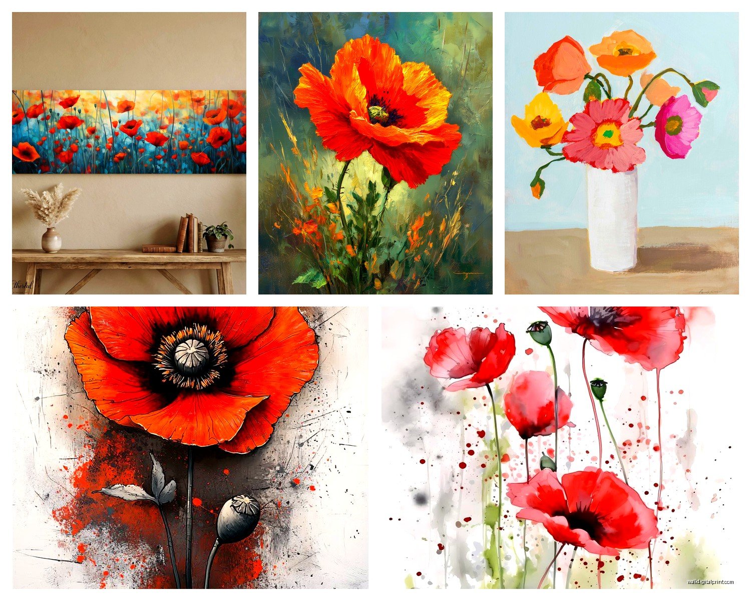 Poppy Wall Art: Red Flower Memorial Remembrance Symbol