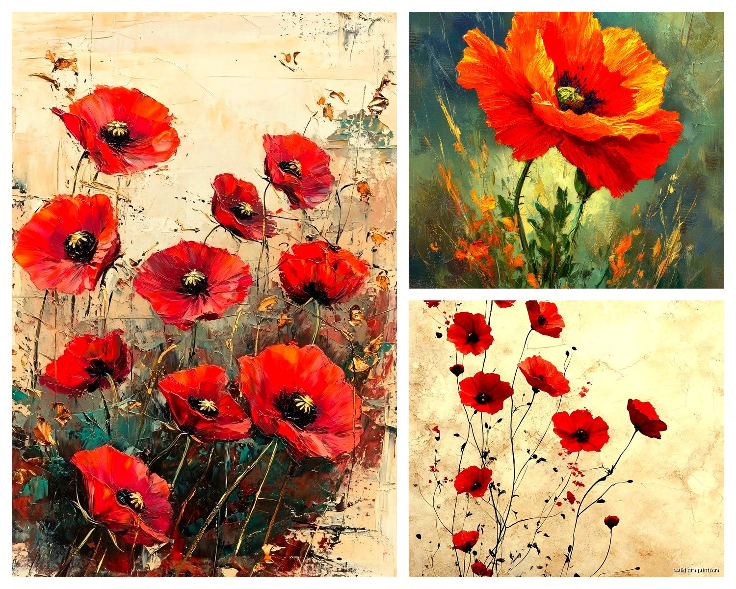 Poppy Wall Art: Red Flower Memorial Remembrance Symbol
