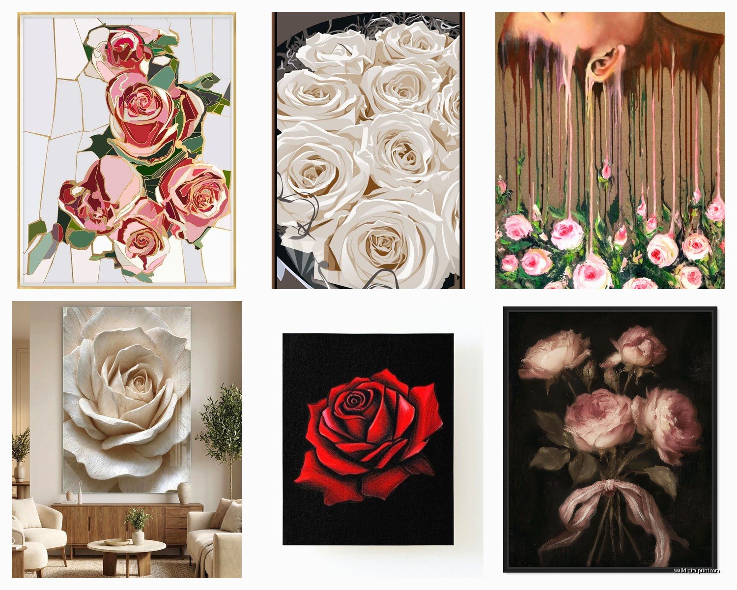 Rose Wall Art: Romantic Flower Love Garden Decor