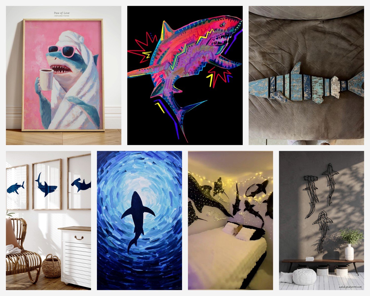 Shark Wall Art: Ocean Predator Marine Jaws Decor