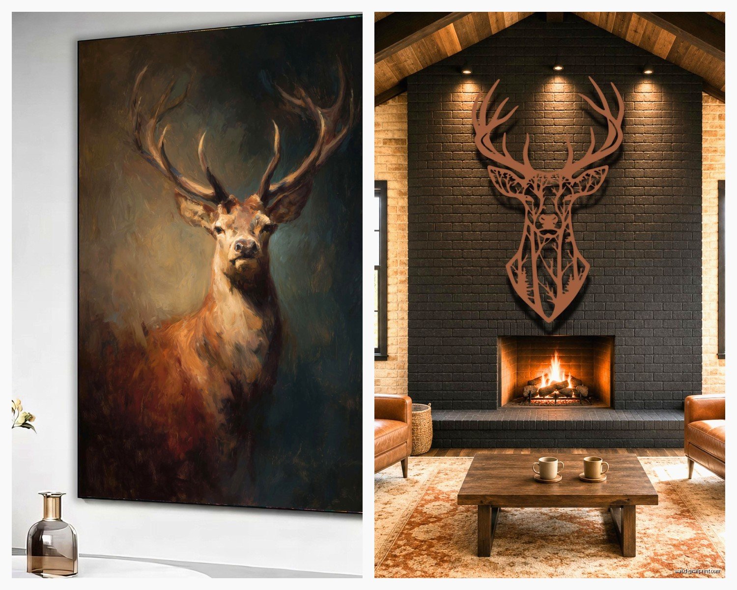 Stag Wall Art: Deer Antlers Woodland Highland Hunting
