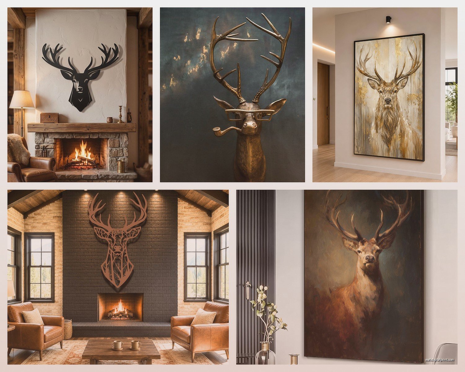 Stag Wall Art: Deer Antlers Woodland Highland Hunting