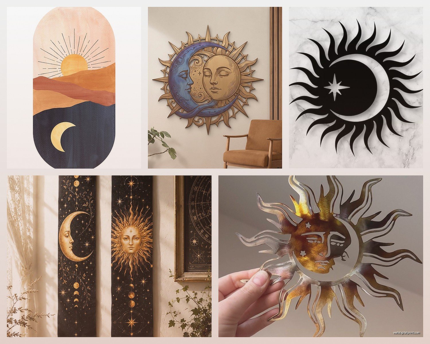 Sun and Moon Wall Art: Celestial Day Night Balance Symbol