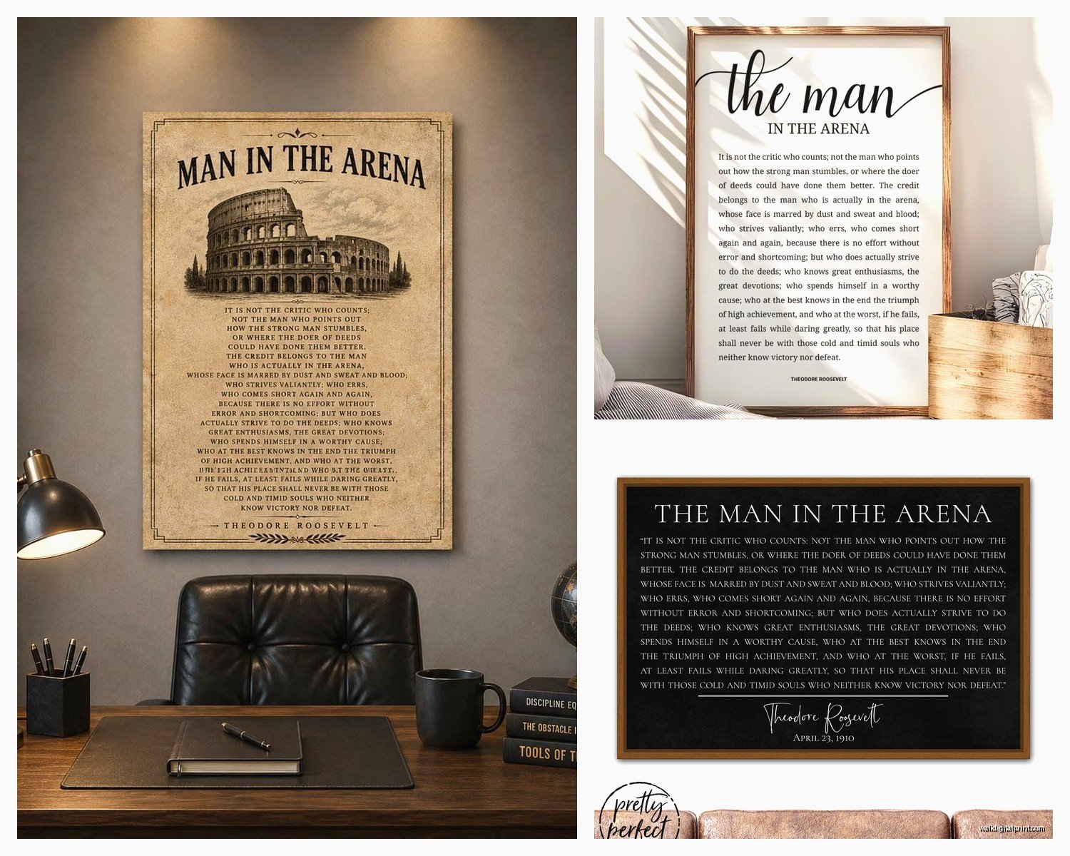 The Man in the Arena Wall Art: Teddy Roosevelt Quote