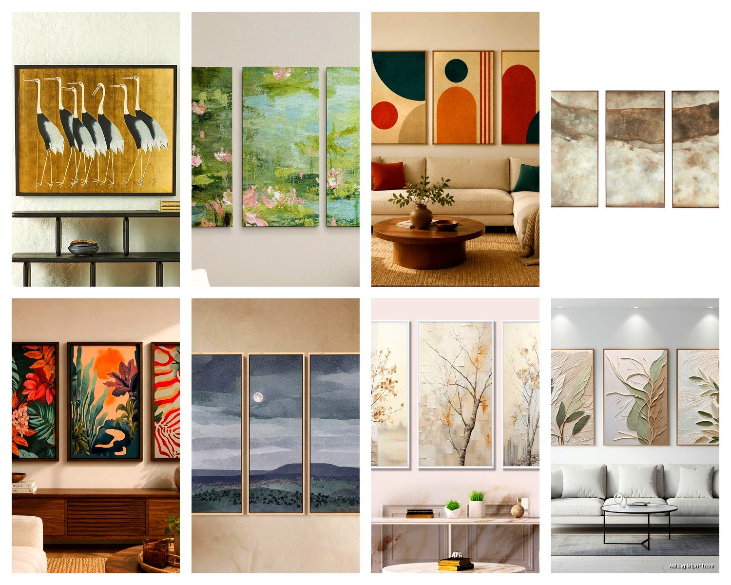 Three Piece Wall Art: Triple Panel Coordinated Sets