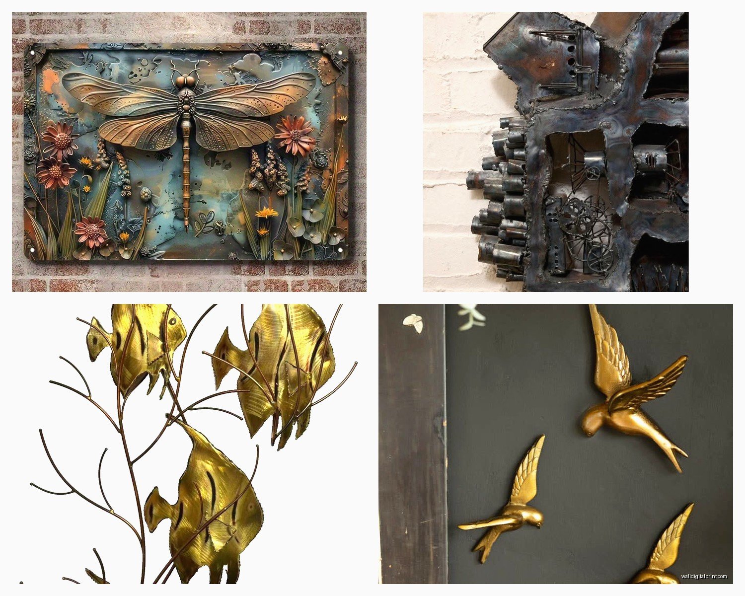 Vintage Metal Wall Art: Retro Antique Steel Sculpture