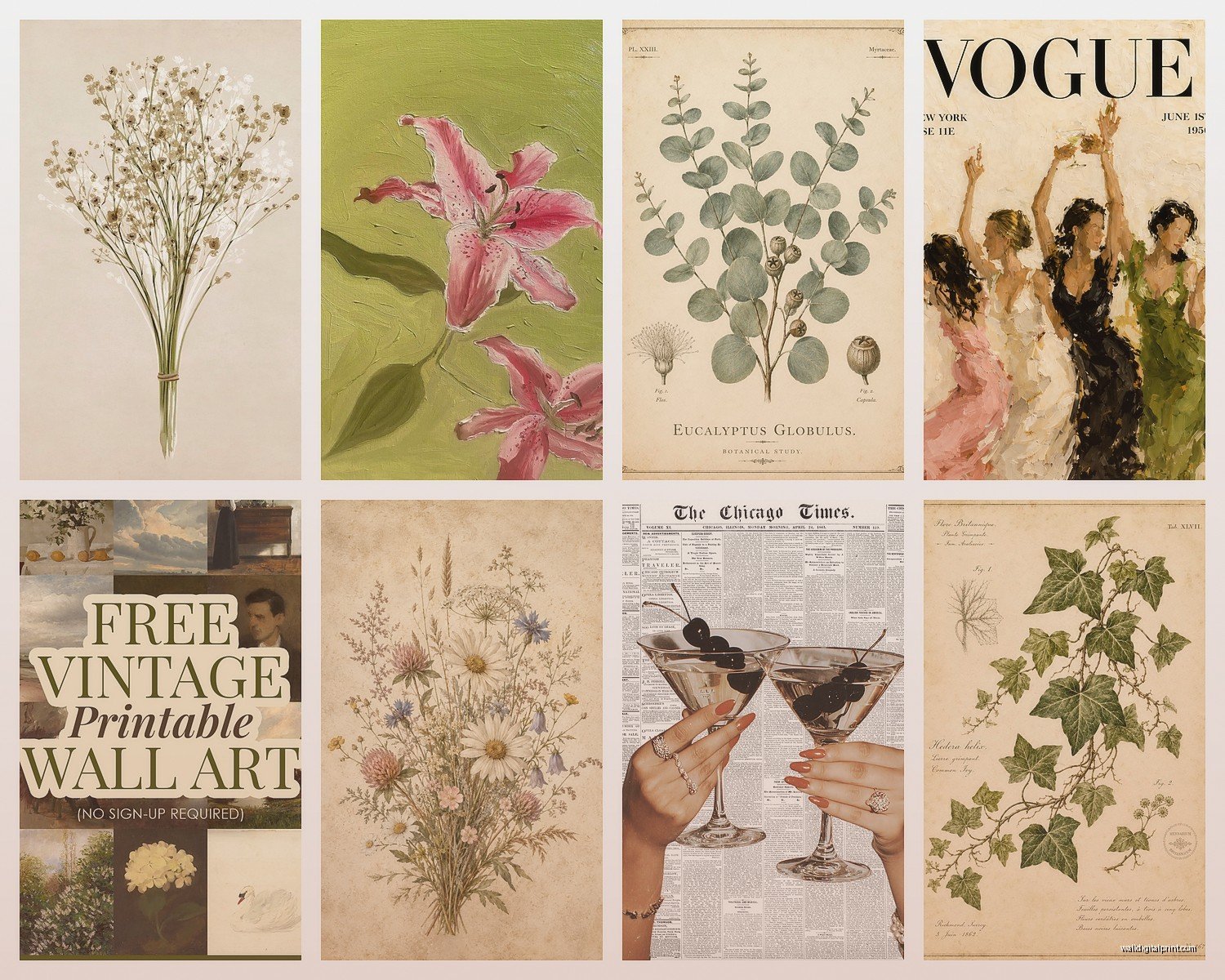 Vintage Prints Wall Art: Retro Reproduction Poster Collection