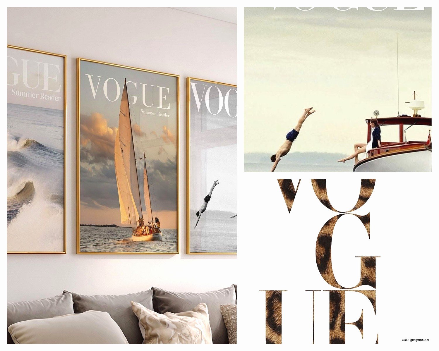 Vogue Wall Art: Fashion Magazine Cover Model Glamour